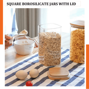 SQUARE BOROSILICATE JARS WITH LID