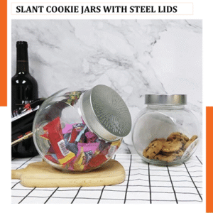 SLANT COOKIE JARS WITH STEEL LIDS