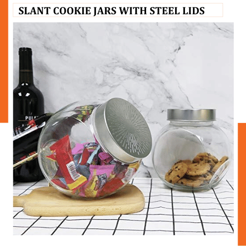 SLANT COOKIE JARS WITH STEEL LIDS